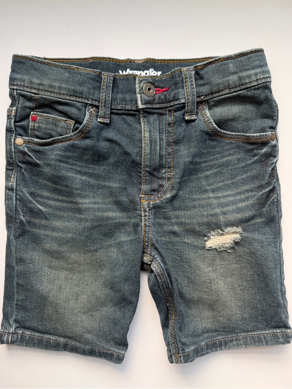 Wrangler Dark Blue Distressed Adjustable Boys' Denim Shorts